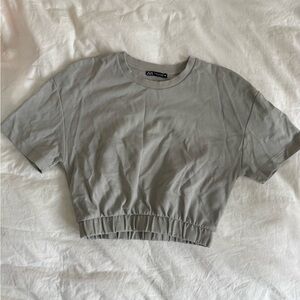 Zara Sea Salt Color Cropped T-Shirt
